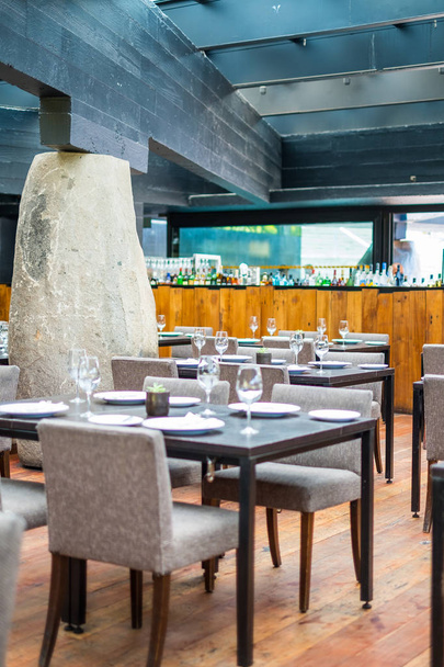Tables at Mestizo Restaurant in Santiago Chile - 写真・画像