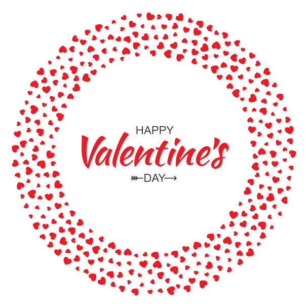 Abstract Red Hearts Circle Frame for Valentines Day Design Vector Illustration Card isolated on White Background. Wedding Invitation Card. Happy  Logo emblem for health care, medical, treatment. - ベクター画像