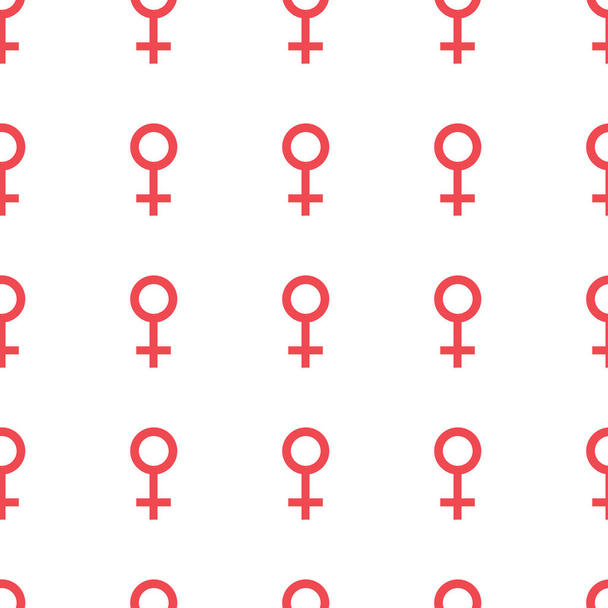 Naadloze patroon met de vrouwelijke symbolen. Vrouwelijke ondertekent dezelfde maten. Geslacht pictogrammen. Vectorillustratie - Vector, afbeelding