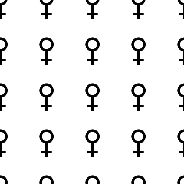 Modello senza cuciture con i simboli femminili neri. Segni femminili stesse dimensioni. Icone di genere. Illustrazione vettoriale
 - Vettoriali, immagini