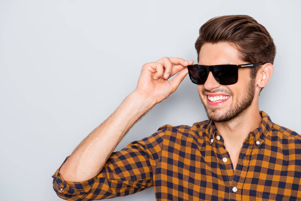 Portrait of cool happy young man wearing glasses - Фото, изображение