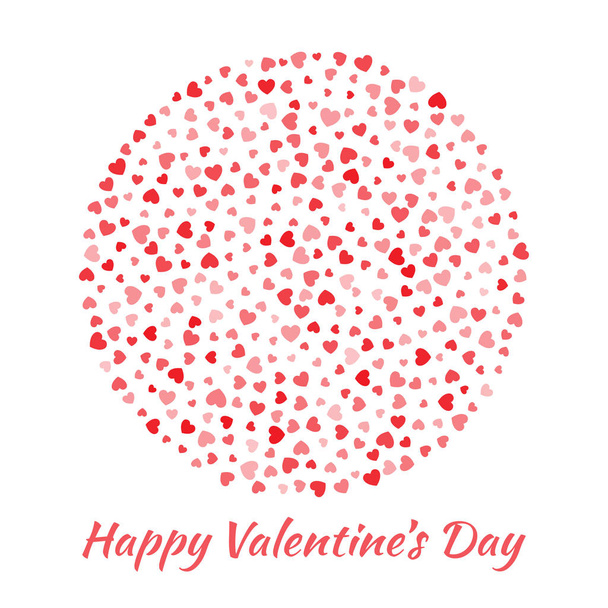 Esfera de círculo elegante vectorial abstracta redonda con pequeños corazones rojos para la tarjeta de San Valentín Diseño de fondo. Tarjeta de invitación de boda. Logo emblema para la atención de la salud, médico, tratamiento
. - Vector, Imagen