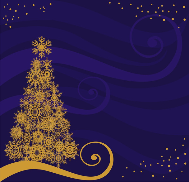 Postcard with xmas tree from snowflakes - Vector, Image