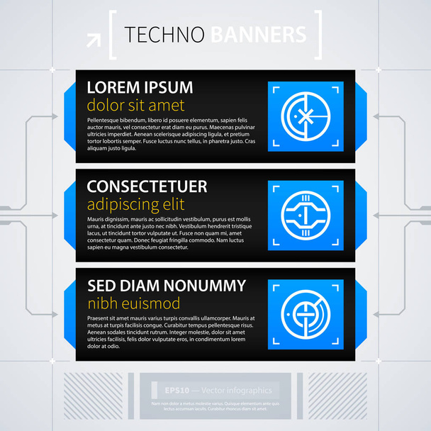Modern web design template with options/banners. Futuristic techno business style. Useful for annual reports, presentations and advertising. - Vector, Image