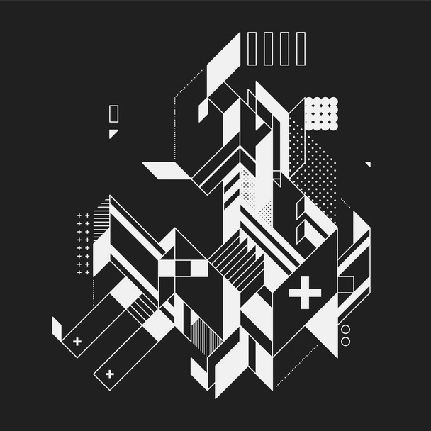 Abstract geometric element on black background. Useful for prints and posters. - Vetor, Imagem