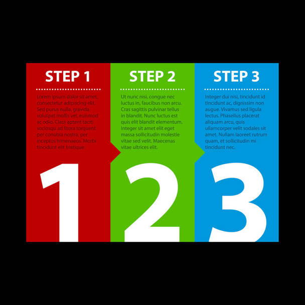 Drie stappen. Handig voor tutorials of instructies. - Vector, afbeelding