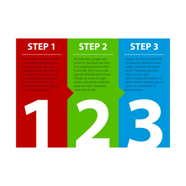 Três passos. Útil para tutoriais ou instruções
. - Vetor, Imagem
