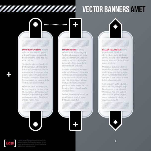 Set aus drei vertikalen Web-Bannern auf grauem Hintergrund. Moderne Geschäftsvorlage, neutraler Stil. - Vektor, Bild