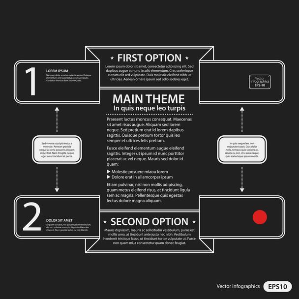 Corporate presentation template on dark background. Black and white colors. Useful for advertising, presentations and web design. - Vecteur, image