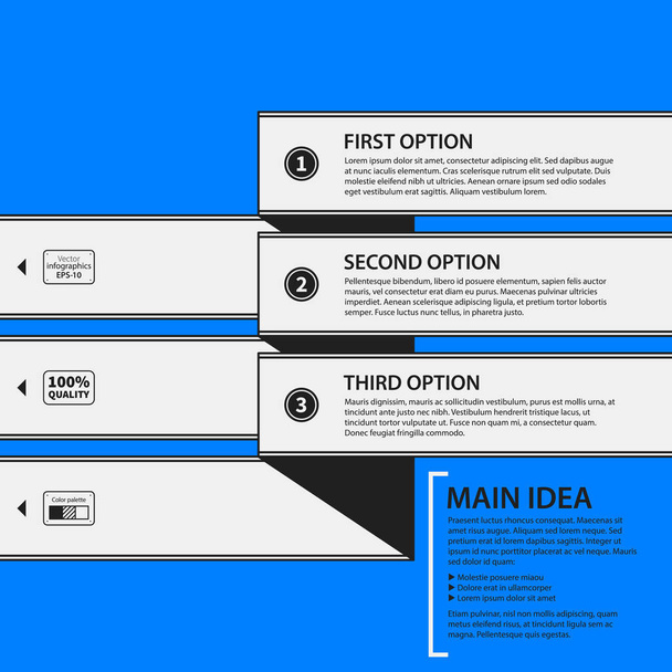 Corporate design template on blue background. Black and white colors. Useful for advertising, presentations and web design. - ベクター画像
