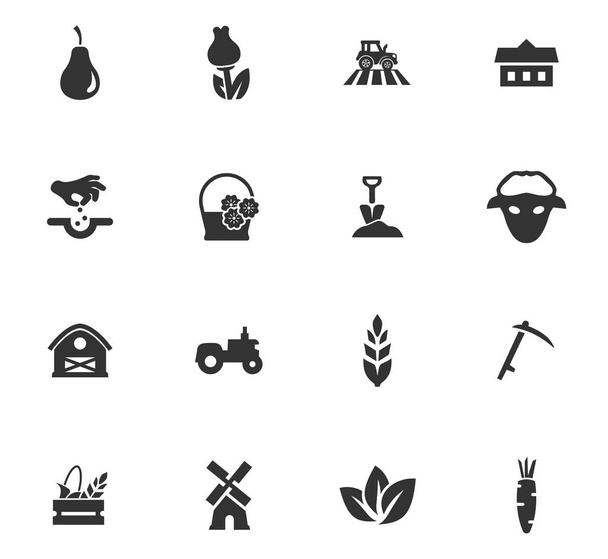 Набор значков сельского хозяйства - Вектор,изображение