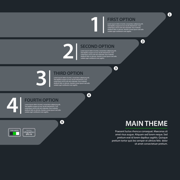 Modern design chart template in flat style on dark gray background. Useful for corporate presentations and advertising. - Vektori, kuva