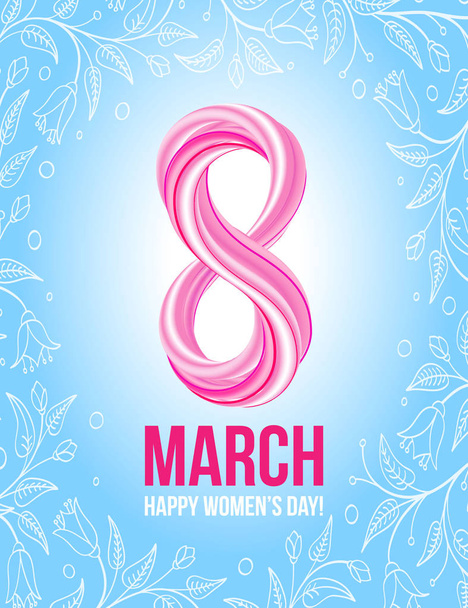Cartão de saudação 8 Março, Feliz dia das mulheres
 - Vetor, Imagem