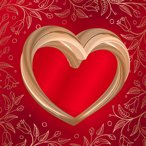 Valentin háttér absztrakt arany szíve, piros - Vektor, kép