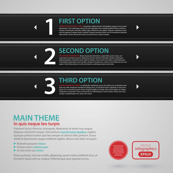 Moderni web design malli kolme mustaa vaaka bannerit / vaihtoehtoja. Tiukkaa yritystyyliä. Hyödyllinen vuosikertomuksissa, esityksissä ja tiedotusvälineissä
. - Vektori, kuva
