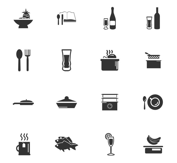 food and kitchen icon set - Vetor, Imagem