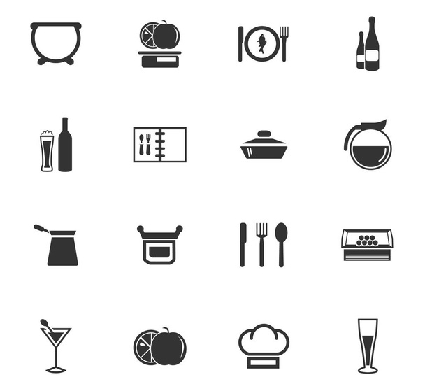 food and kitchen icon set - Vector, afbeelding