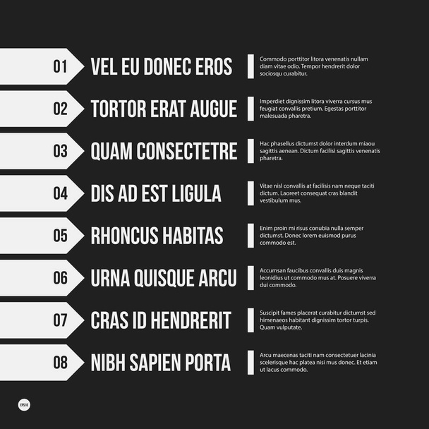 Monochrome menu template in strict style. Useful for presentations and web design. - Διάνυσμα, εικόνα