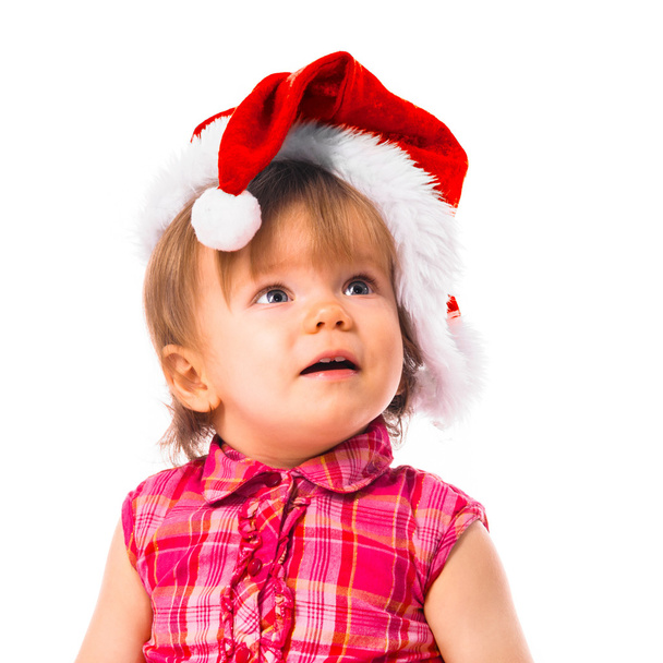 Baby in santa hat - Фото, изображение