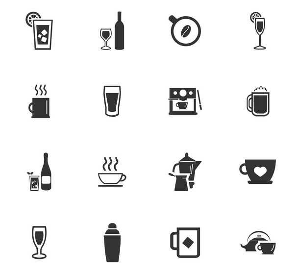 gebruiksvoorwerpen voor dranken pictogrammenset - Vector, afbeelding