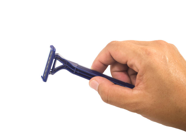 blue shaver in hand - Foto, Imagem