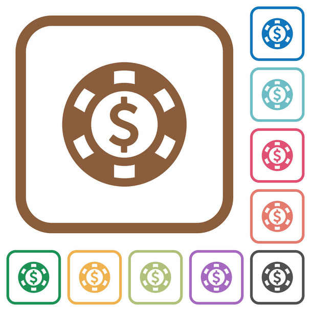 Чип казино доллара простые иконки
 - Вектор,изображение