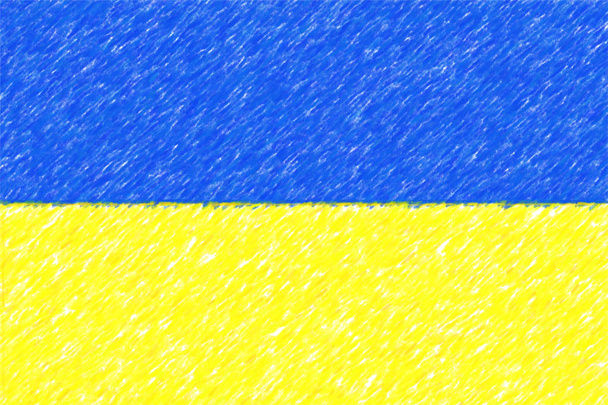 Flag of Ukraine background o texture, color pencil effect. - Φωτογραφία, εικόνα