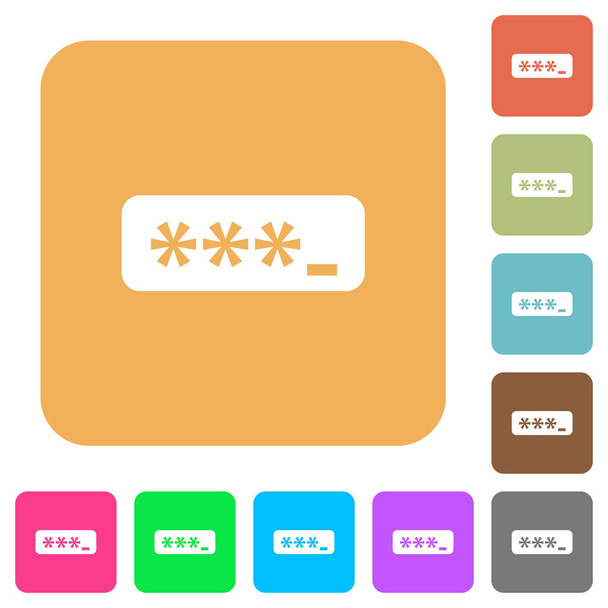 PIN kód zaoblený čtverec ploché ikony - Vektor, obrázek