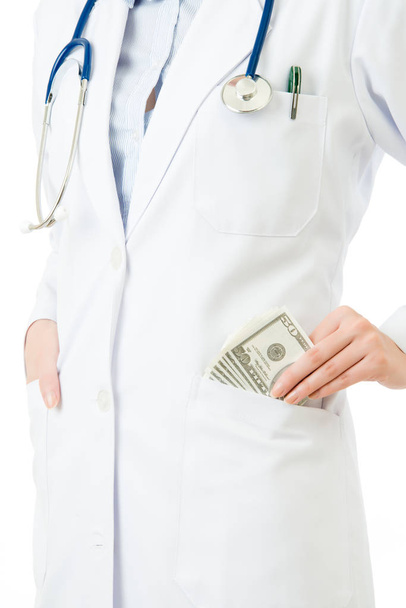 asian woman doctor take money bribery for income - Foto, Imagen