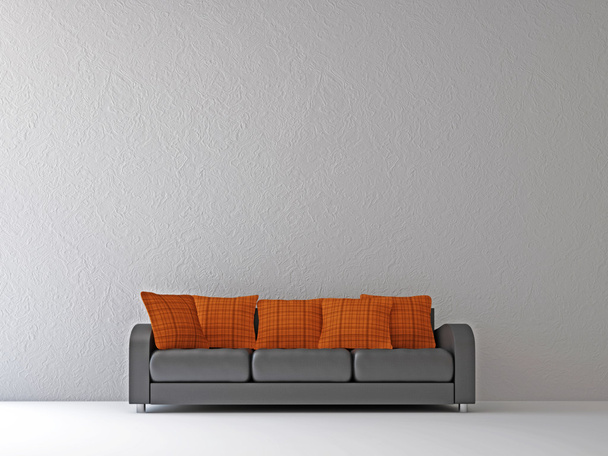 Sofa with orange pillows - Photo, image
