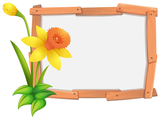 Plantilla de marco con flores de narciso amarillo
 - Vector, imagen