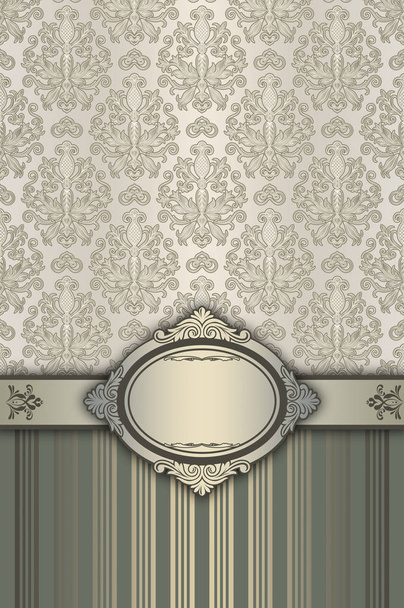 Decorative background with old-fashioned patterns and frame. - Fotoğraf, Görsel