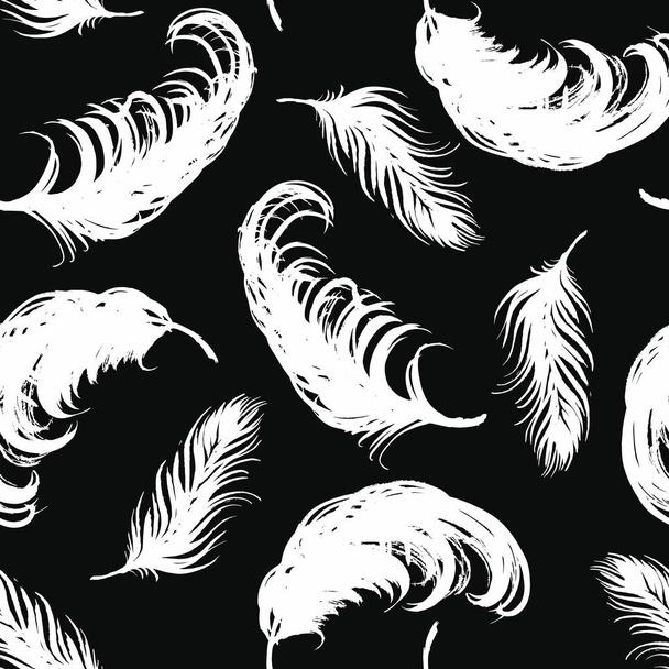 Vector seamless pattern with abstract feathers. - Vektör, Görsel