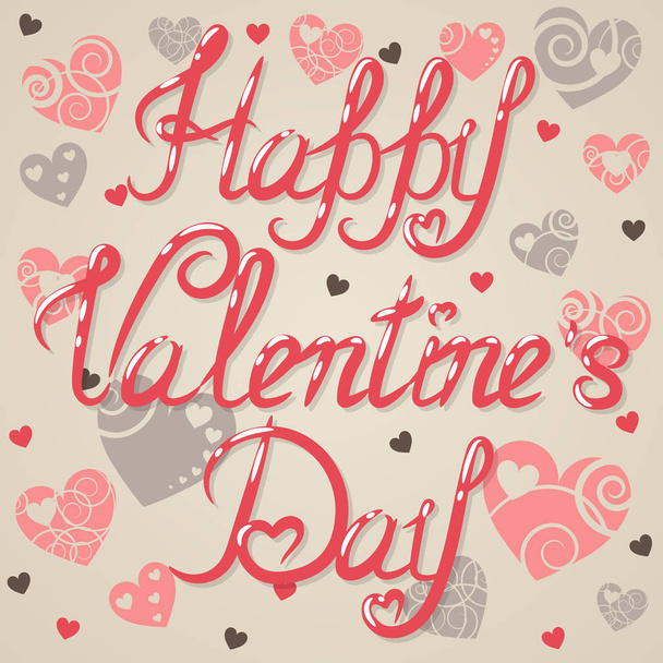 greeting card for Valentine's Day with hearts - Vector, Image