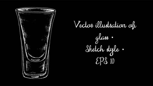 Shot glazen vectorillustratie. Vintage bord stijl - Vector, afbeelding