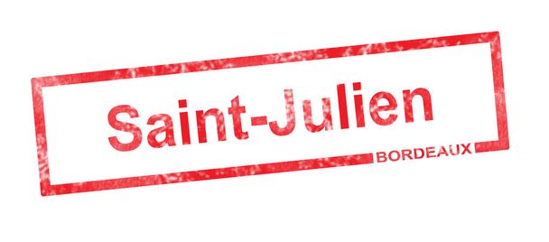 Denominazione dei vigneti di Bordeaux e Saint Julien in un rettangolo rosso
 - Foto, immagini