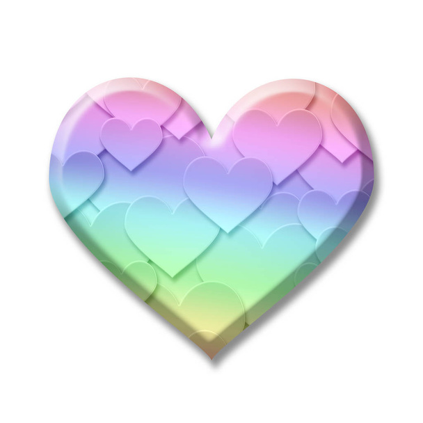 Värikäs Ystävänpäivä rakkaus sydän symboli pudota varjot valkoisella pohjalla
 - Valokuva, kuva