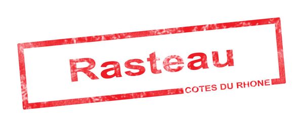 Denominazione dei vigneti Cotes du Rhone e Rasteau in un rettang rosso
 - Foto, immagini