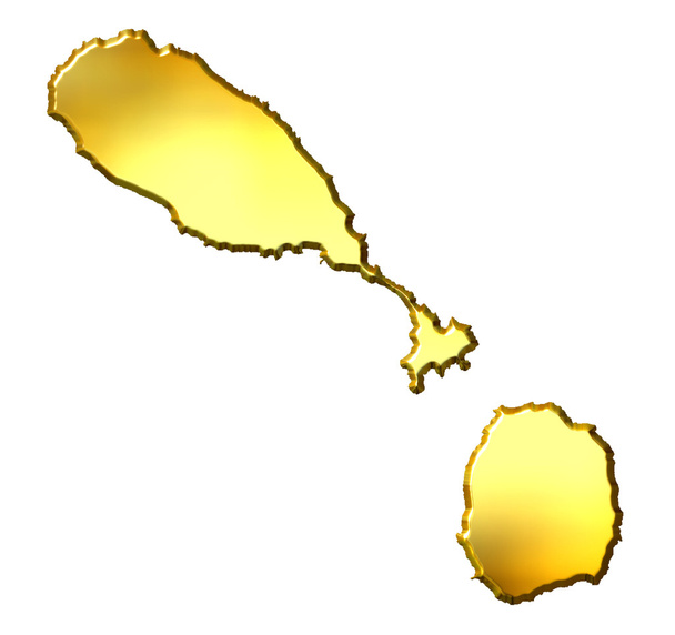 Saint Kitts und Nevis 3d goldene Karte - Foto, Bild