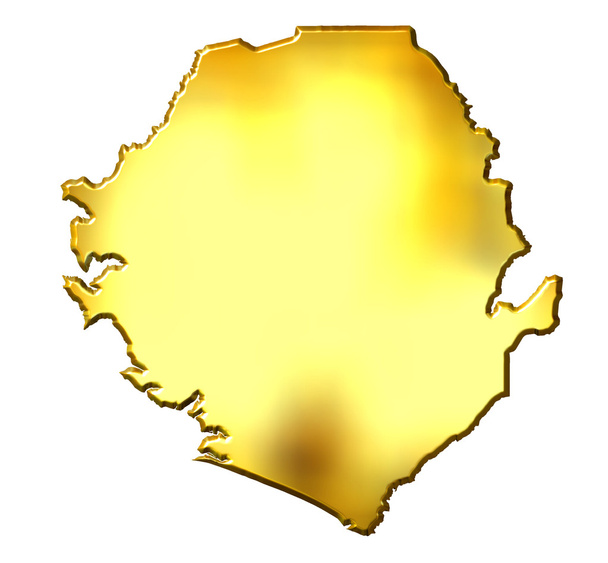 3D-gouden kaart van Sierra leone - Foto, afbeelding