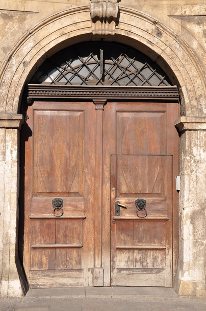 Old wooden door to the townhouse - Photo, Image