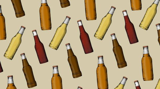 ベクトルの種類ビール レトロなスケッチ スタイルのイラスト: エール、ラガー、ランビック、ヴァイツェン - ベクター画像