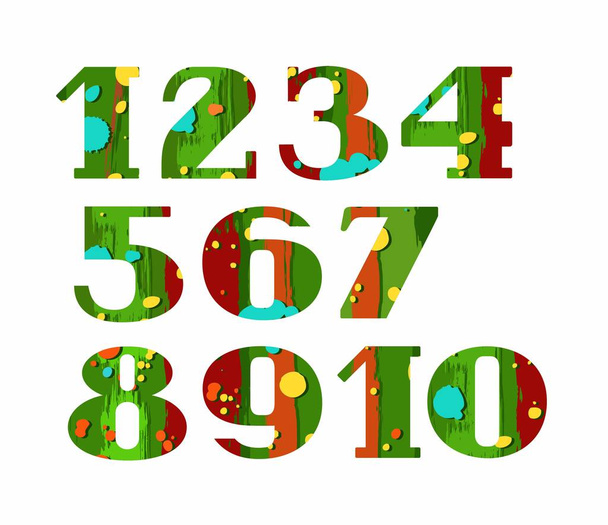 Numbers, color, paint and stain, vector.  - Vetor, Imagem