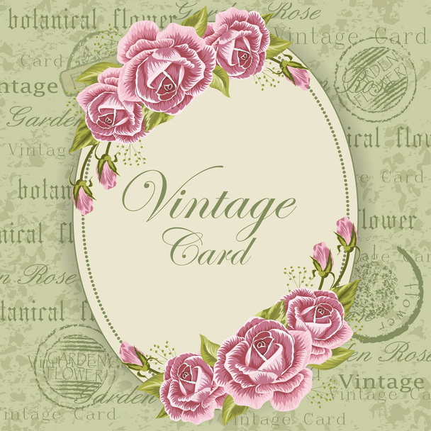 çiçekli Vintage kartı - Vektör, Görsel