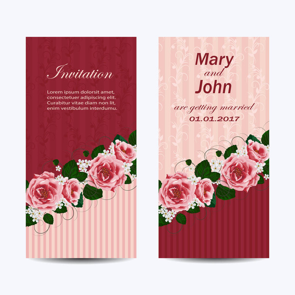 Set of wedding invitation cards design. - Vector, Image