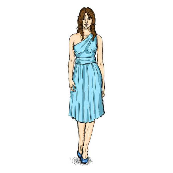 Γυναικείο πρότυπο για φόρεμα - Διάνυσμα, εικόνα