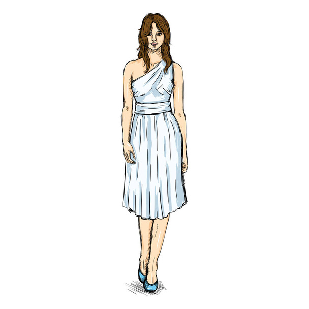 Modèle féminin en robe
 - Vecteur, image