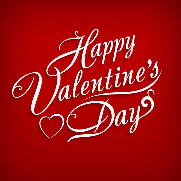 Happy Valentines Day inscription on red - Vector, afbeelding