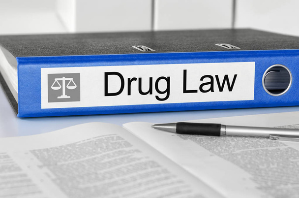 Синій папку з позначкою наркотиків закону - Фото, зображення