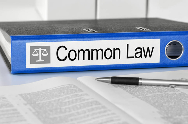 Blue folder with the label Common Law - Photo, Image